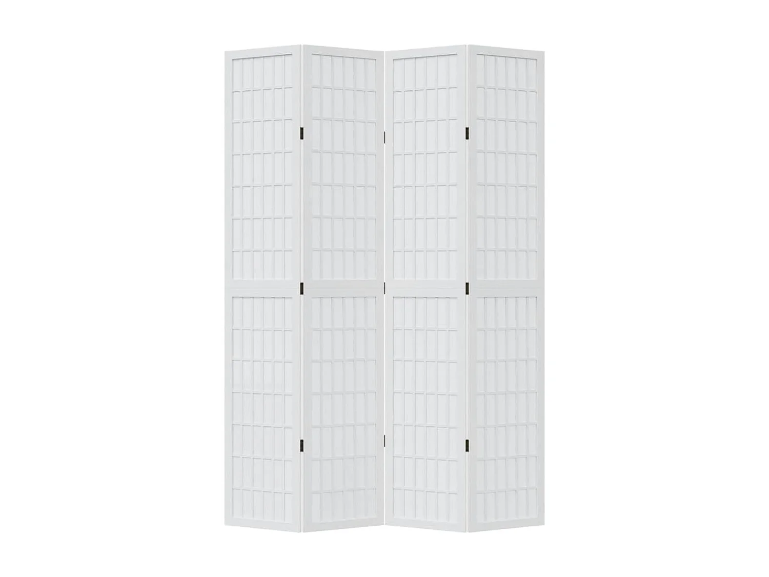 4-delige scheidingswand in wit, massief paulowniahout