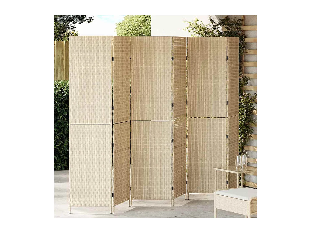 Beige Paravent 292 x 180 cm Polyrattan