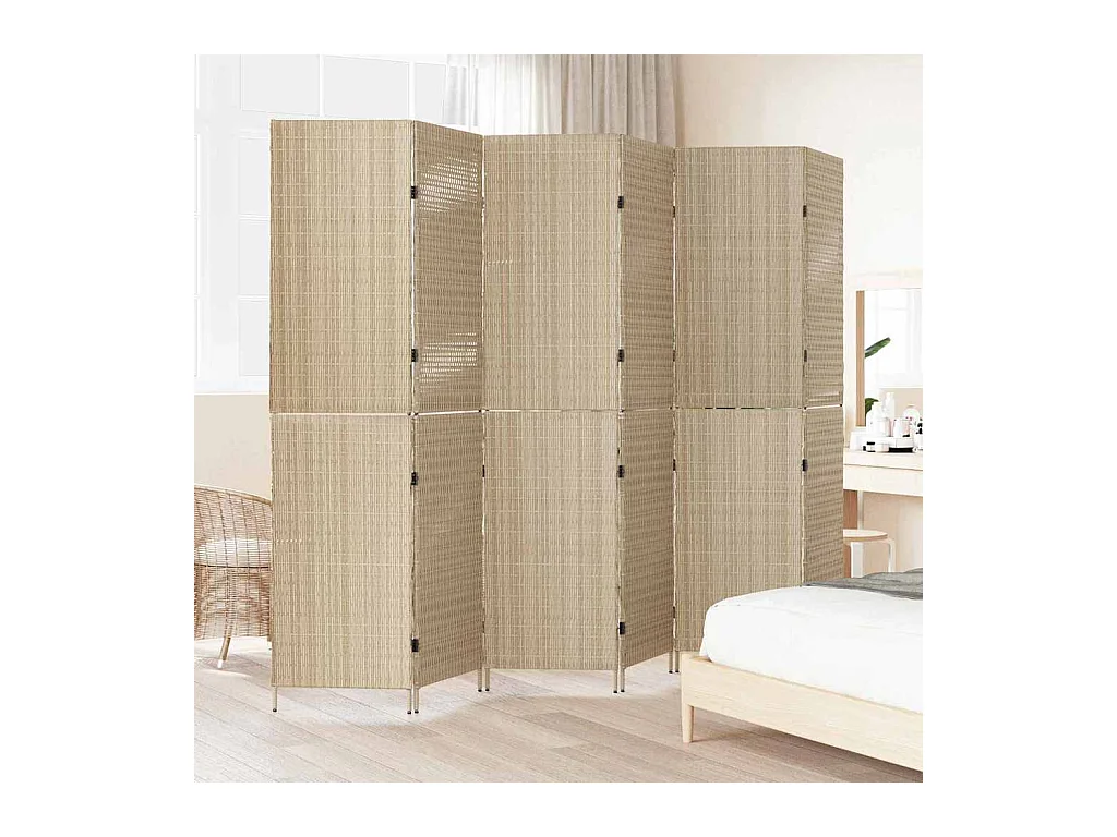 Beige Paravent 292 x 180 cm Polyrattan