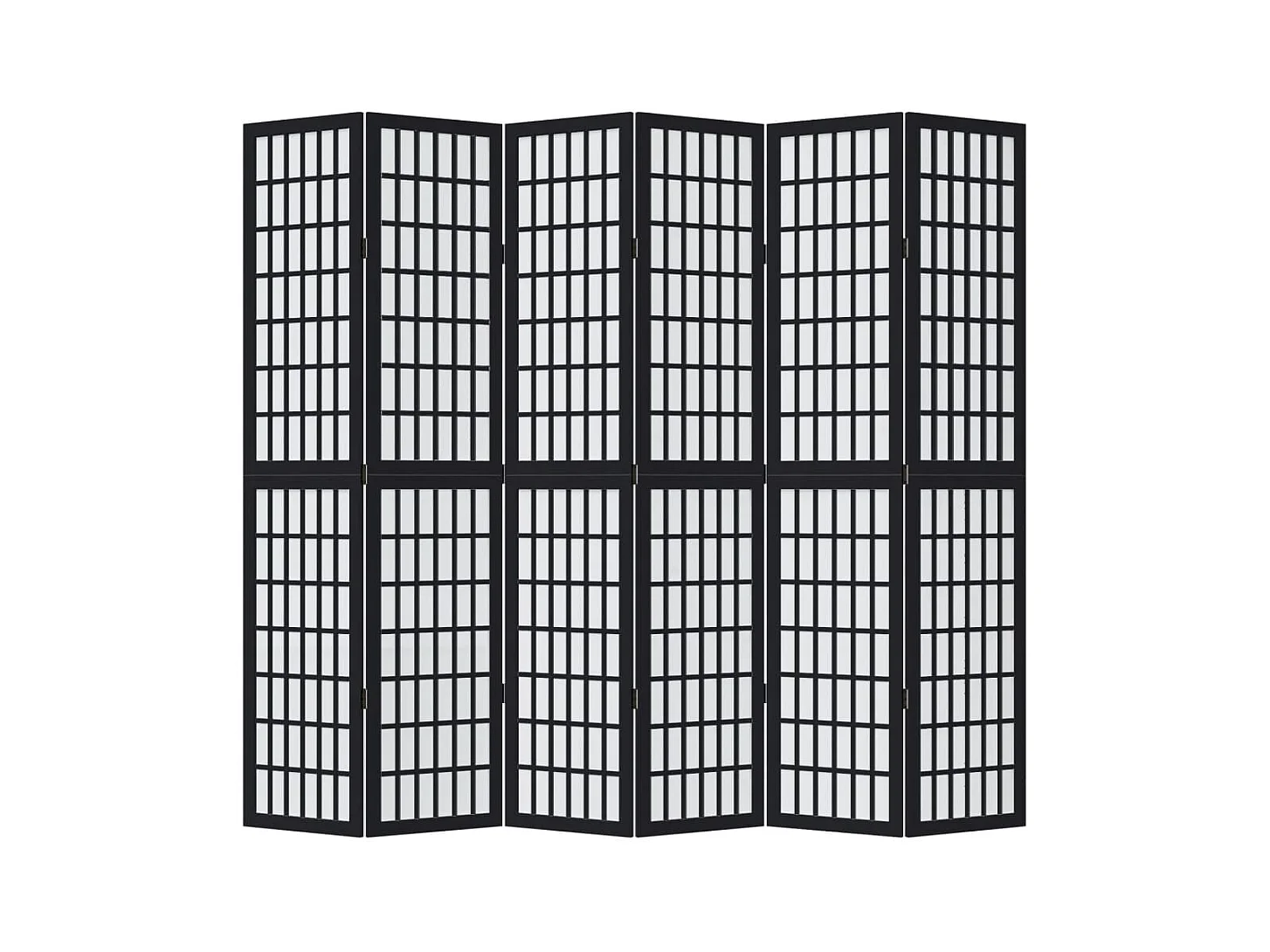 Cloison de séparation 6 panneaux noir bois de paulownia massif