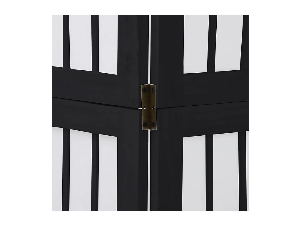 Cloison de séparation 6 panneaux noir bois de paulownia massif