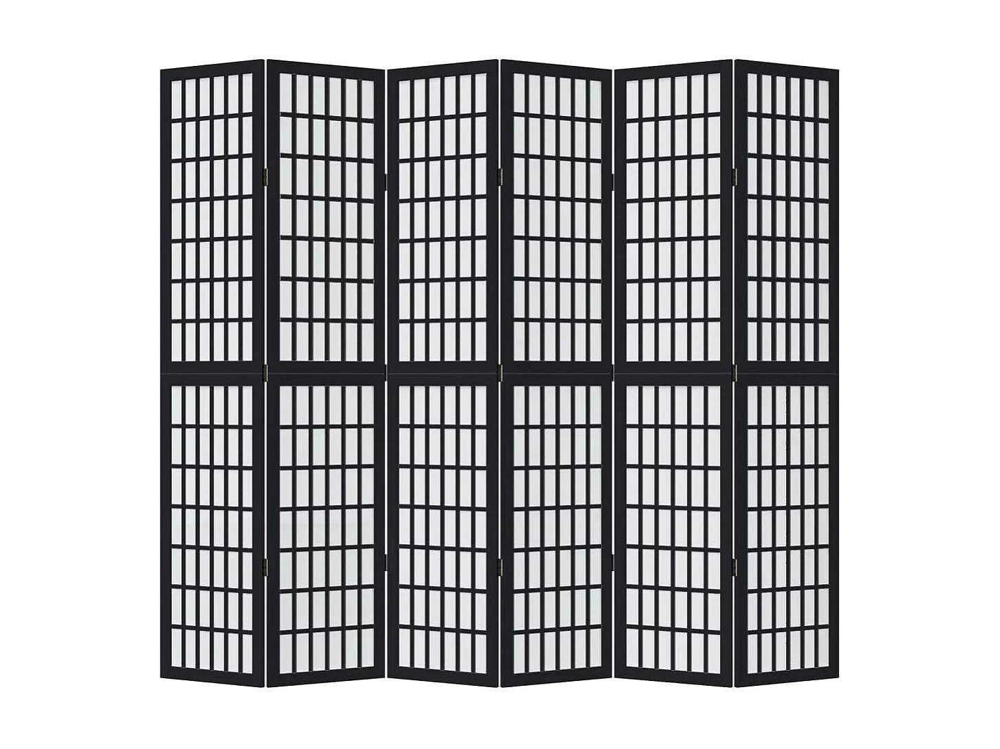 Cloison de séparation 6 panneaux noir bois de paulownia massif