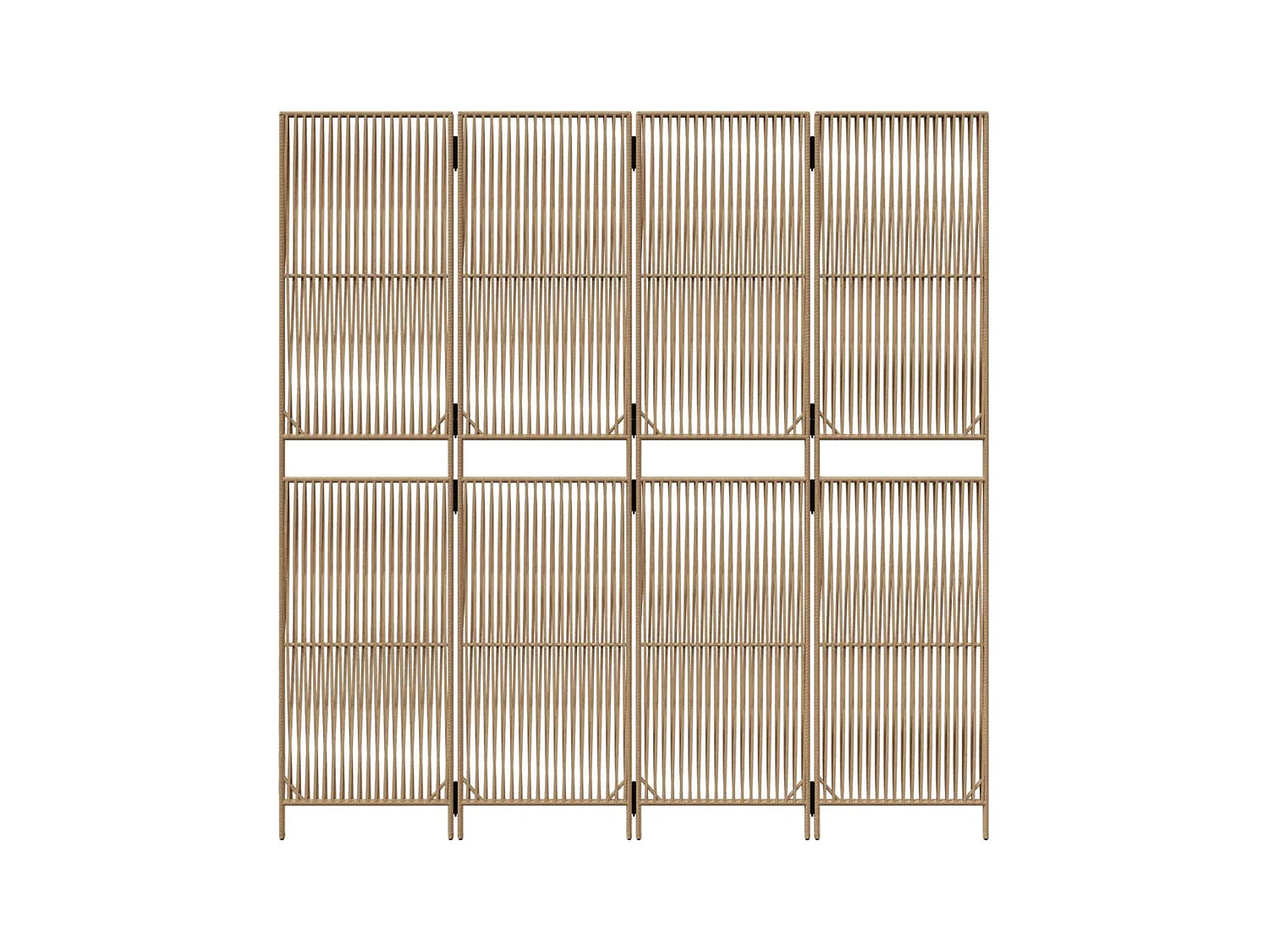 Tabique divisorio de mimbre de resina beige de 4 paneles