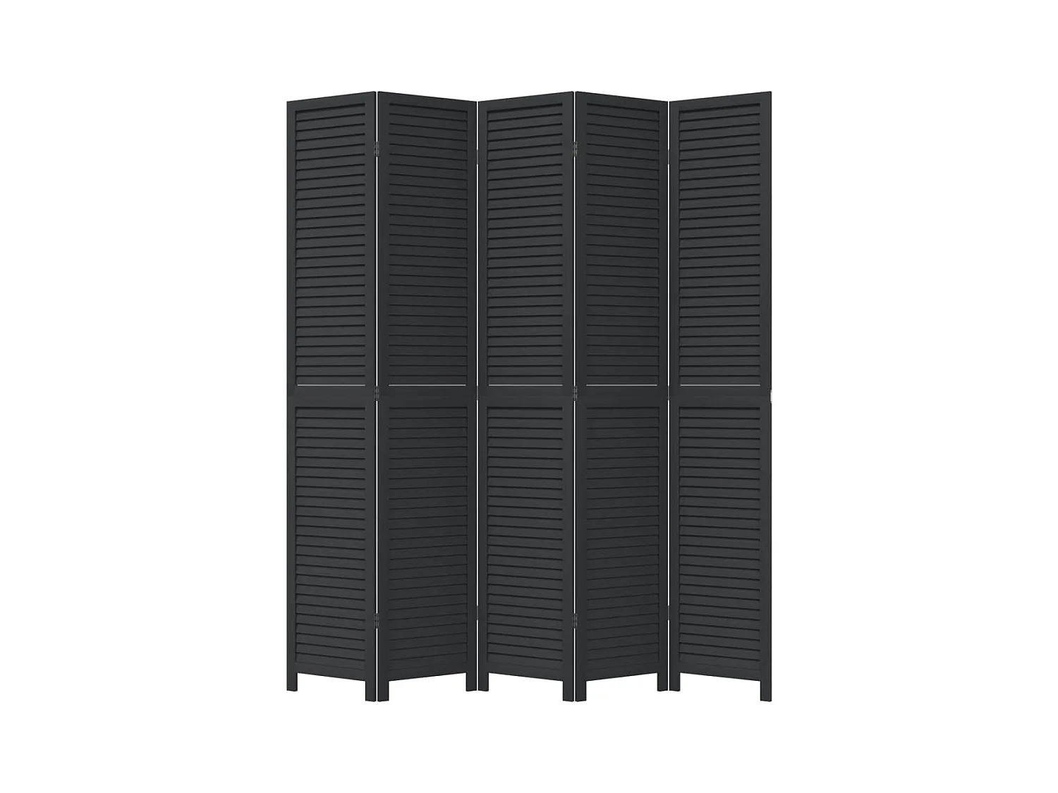 Cloison de séparation 5 panneaux noir bois de paulownia massif