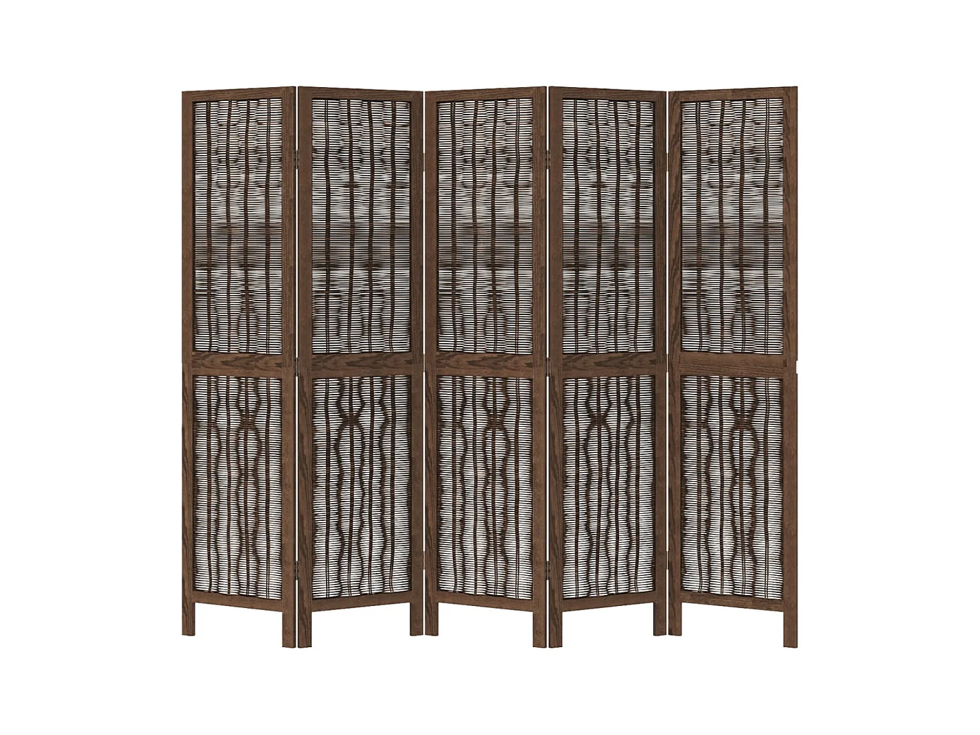 Tabique divisorio de 5 paneles en marrón oscuro fabricado en paulownia maciza