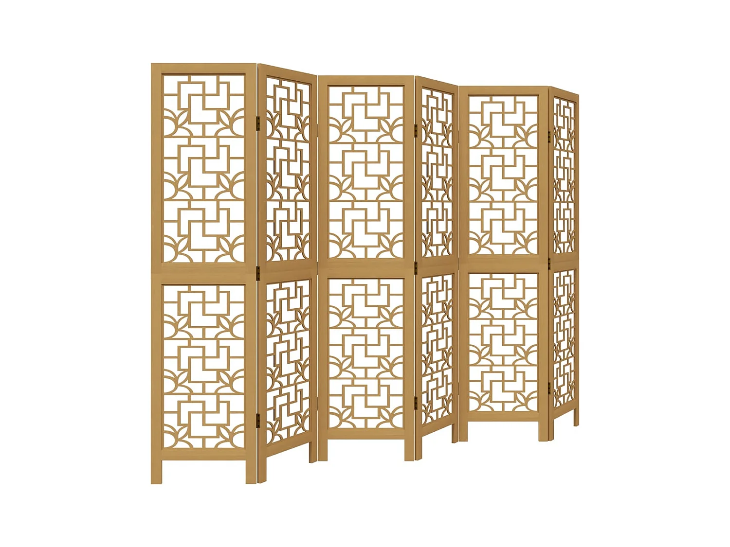 Tabique divisorio de 6 paneles en madera maciza de paulownia marrón