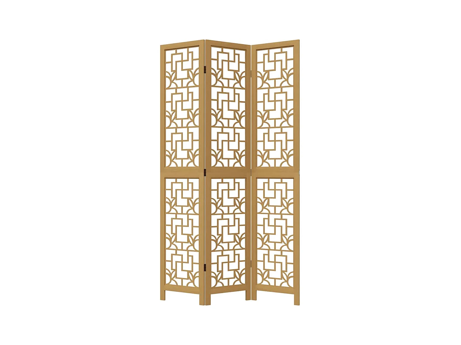 3-teilige Trennwand aus braunem, massivem Paulownia-Holz