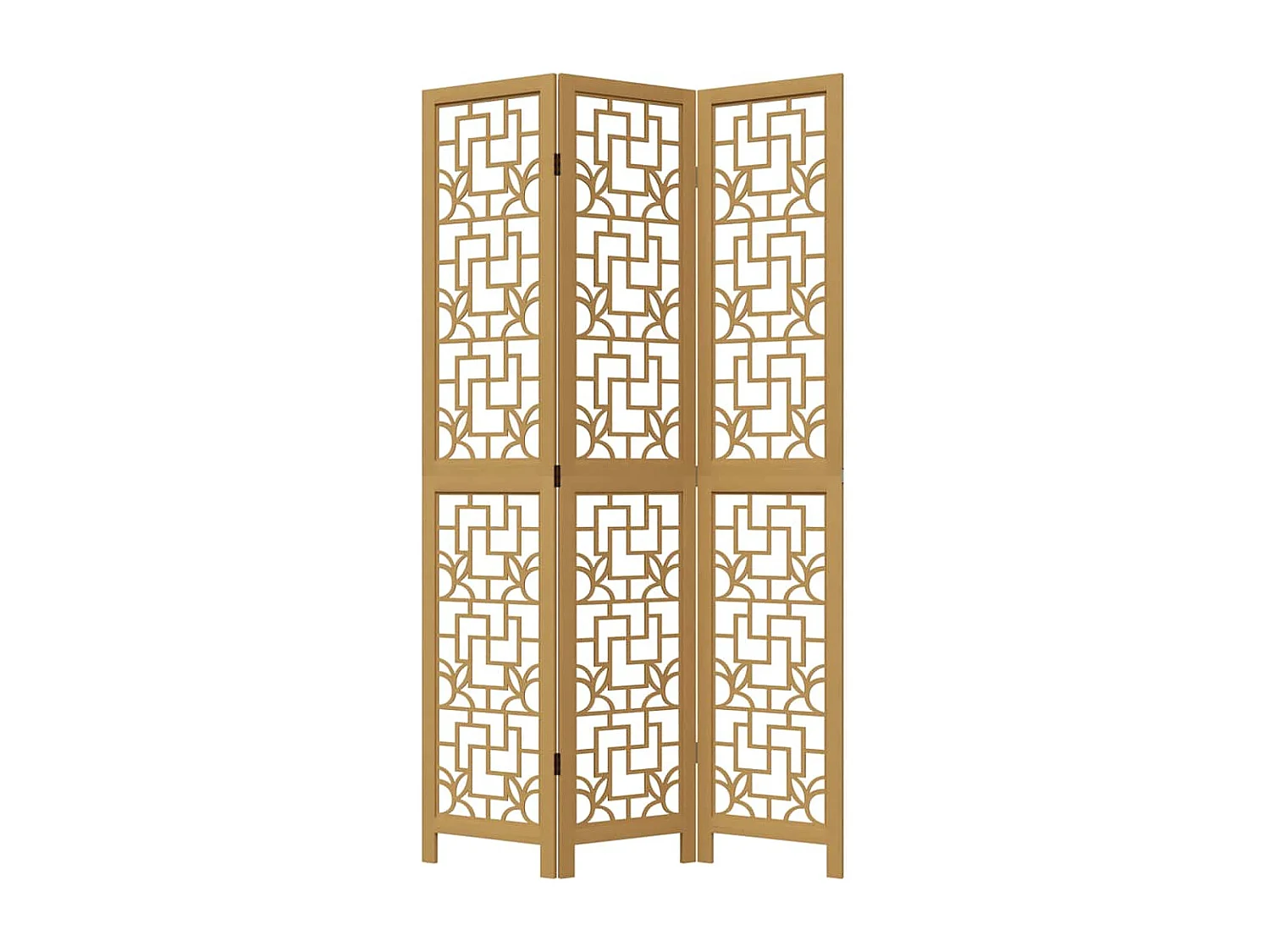 Parete divisoria a 3 pannelli in legno massello di paulonia marrone