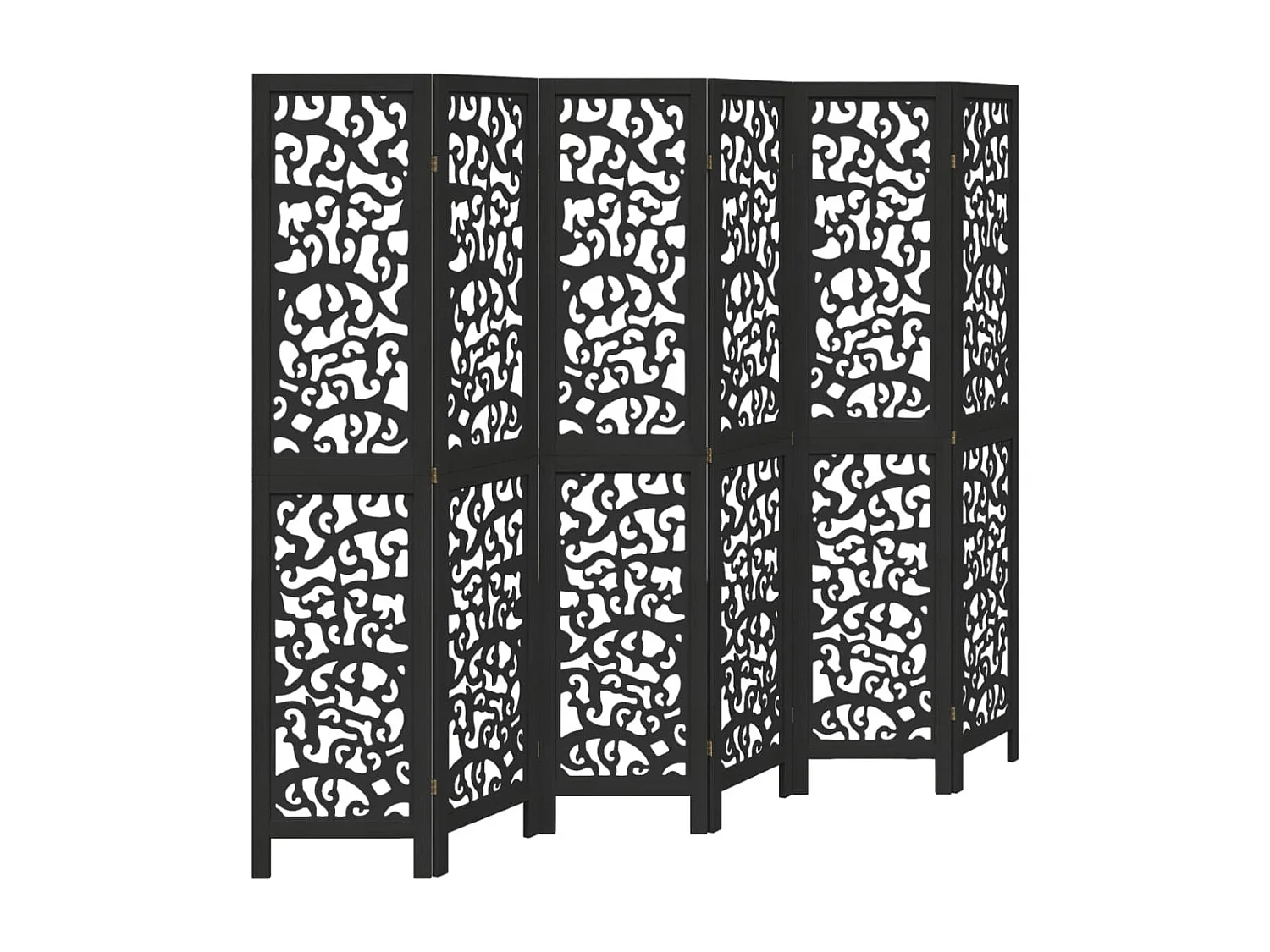 Parete divisoria a 6 pannelli in legno massello di paulonia nero