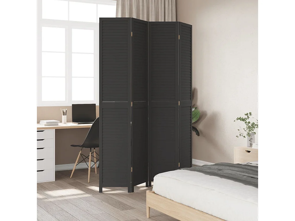 Tabique divisorio de 4 paneles en madera maciza de paulownia negra