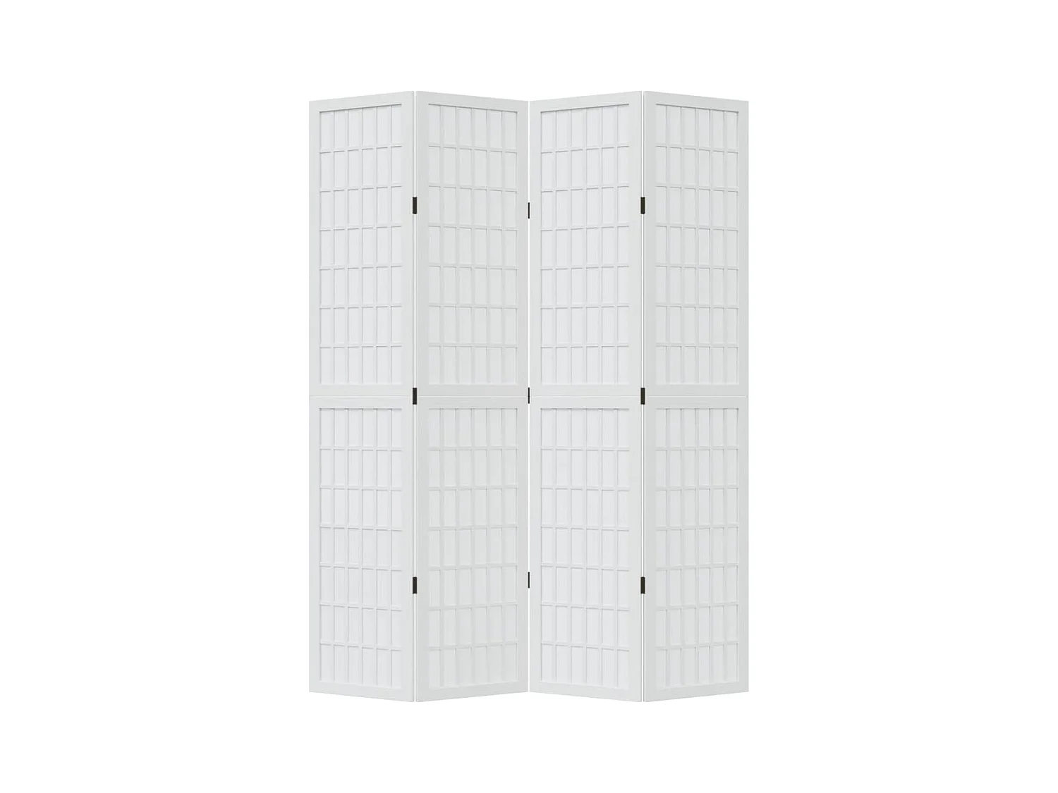 Cloison de séparation 4 panneaux blanc bois de paulownia massif