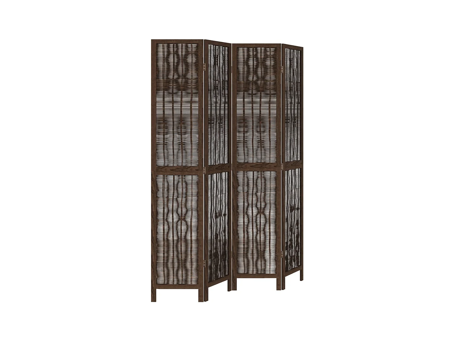 Tabique divisorio de 4 paneles de paulownia maciza en color marrón oscuro