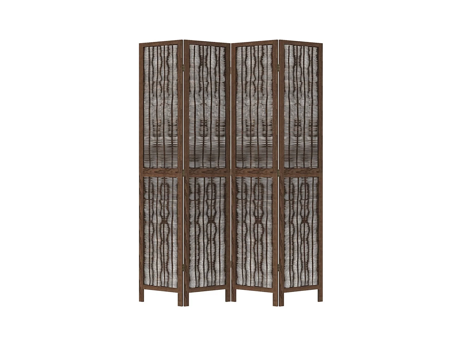 Tabique divisorio de 4 paneles de paulownia maciza en color marrón oscuro