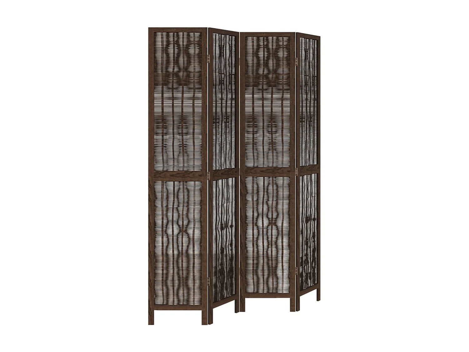 Parete divisoria marrone scuro a 4 pannelli realizzata in massello di paulonia