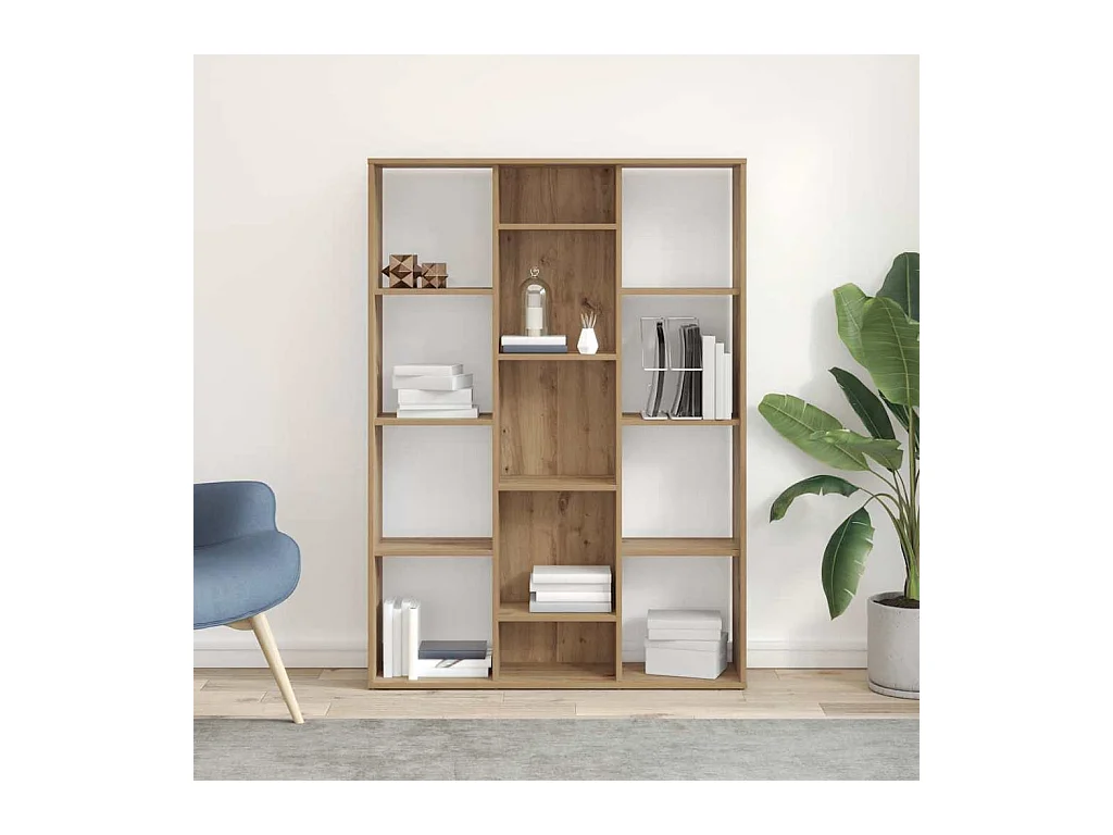 Séparateur de pièce/Bibliothèque chêne artisanal 100x24x140 cm