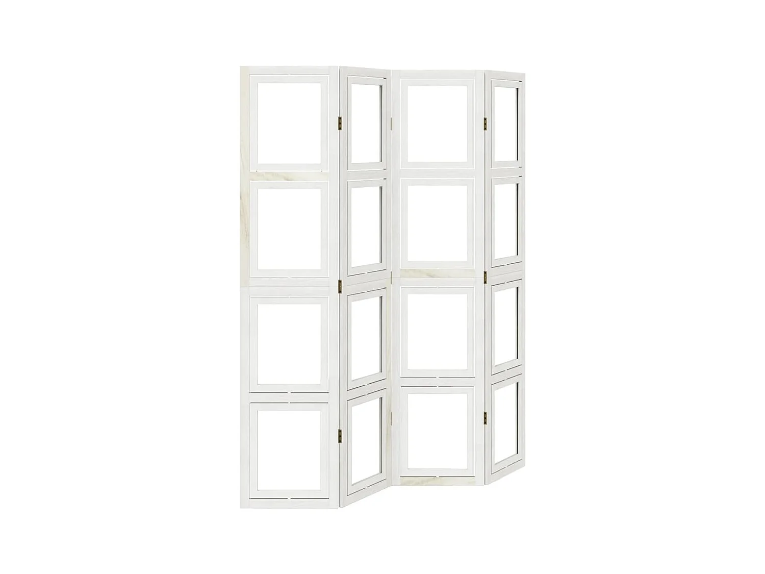 4-delige scheidingswand in wit, massief paulowniahout