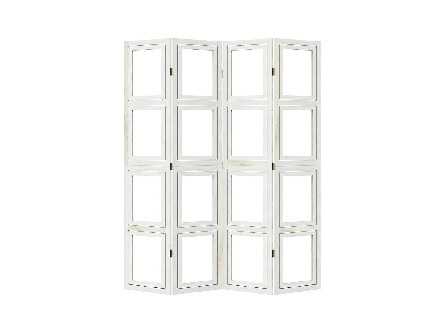 4-delige scheidingswand in wit, massief paulowniahout