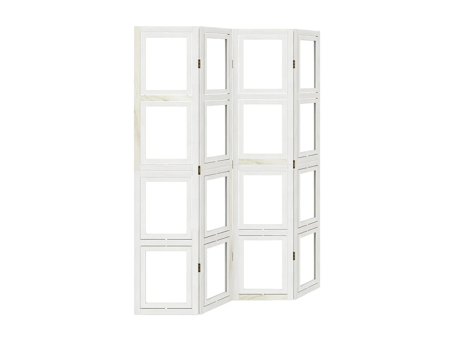 Parete divisoria a 4 pannelli in legno massello di paulonia bianco