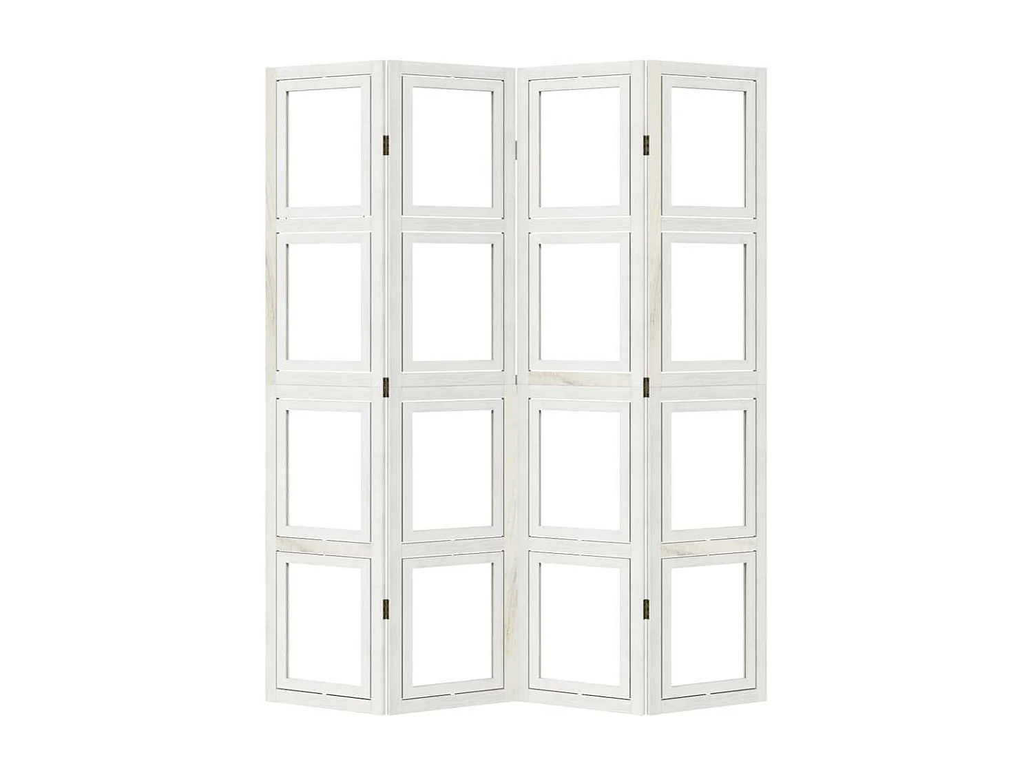 Parete divisoria a 4 pannelli in legno massello di paulonia bianco