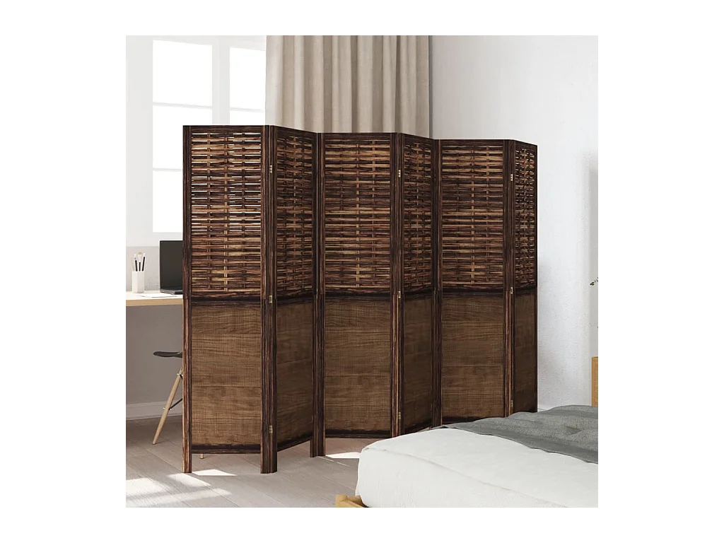 Tabique divisorio de 6 paneles en color marrón oscuro fabricado en paulownia maciza