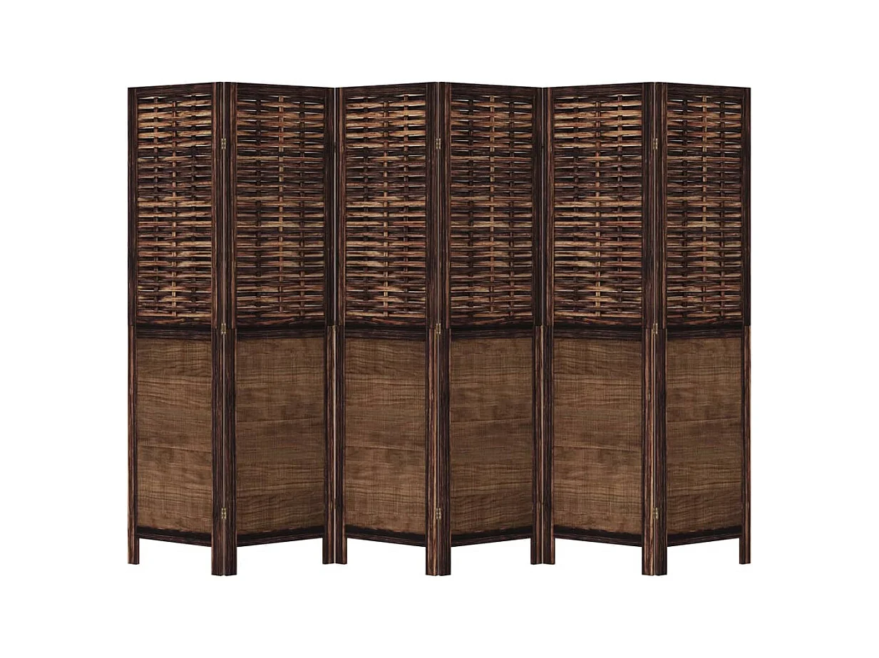 Tabique divisorio de 6 paneles en color marrón oscuro fabricado en paulownia maciza