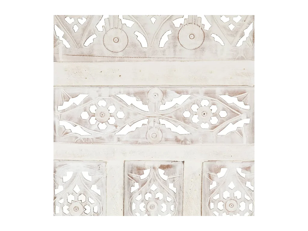 Cloison de séparation 4 panneaux Blanc 160x165 cm Bois manguier