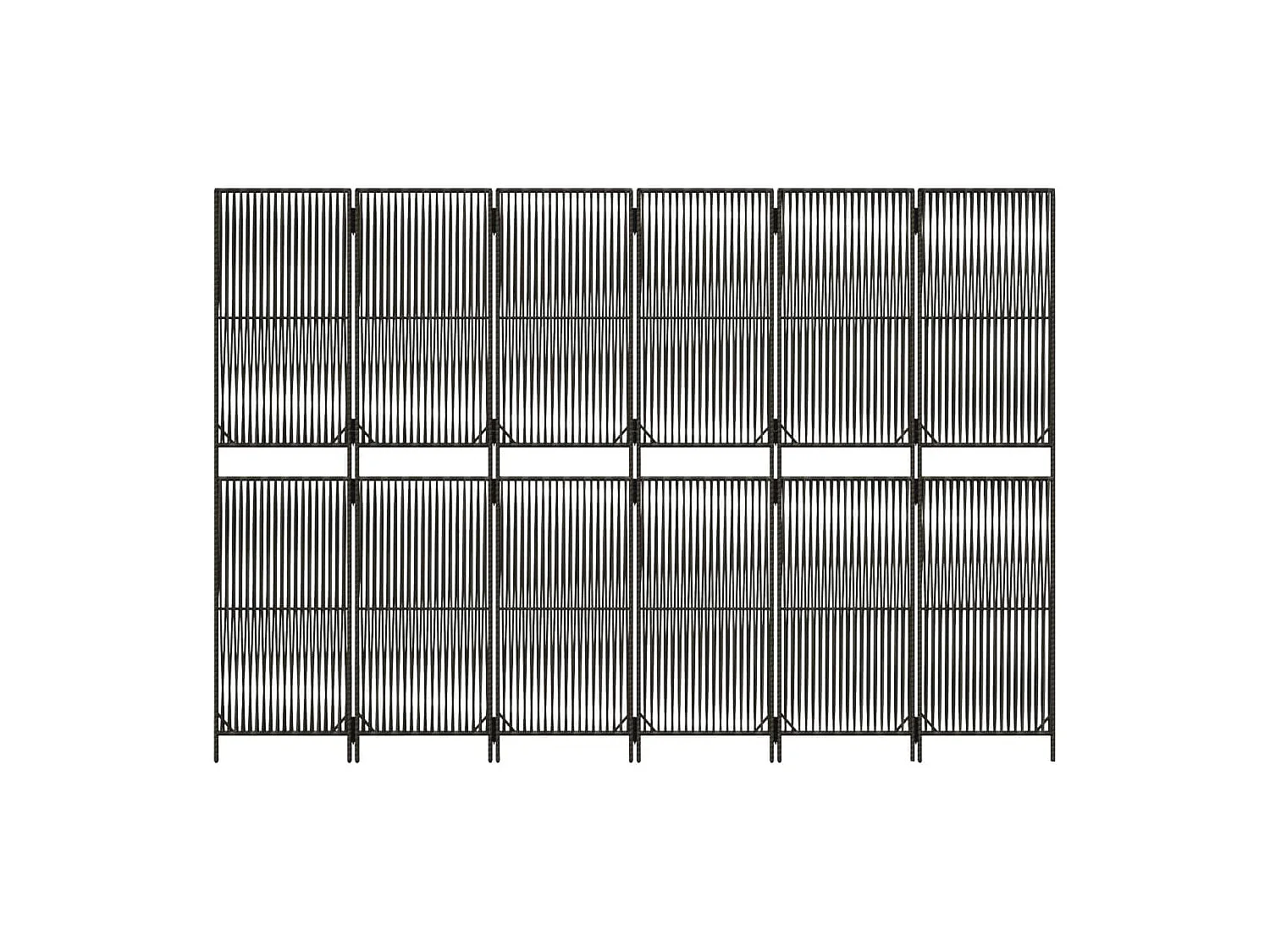 Parete divisoria in vimini di resina grigia a 6 pannelli