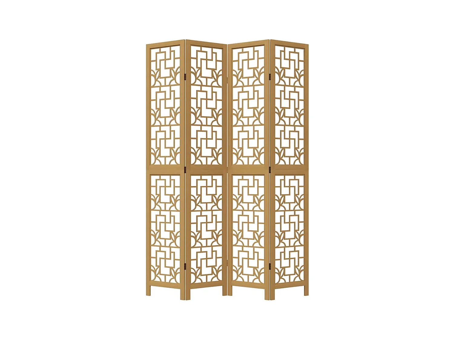 Tabique divisorio de 4 paneles en madera maciza de paulownia marrón