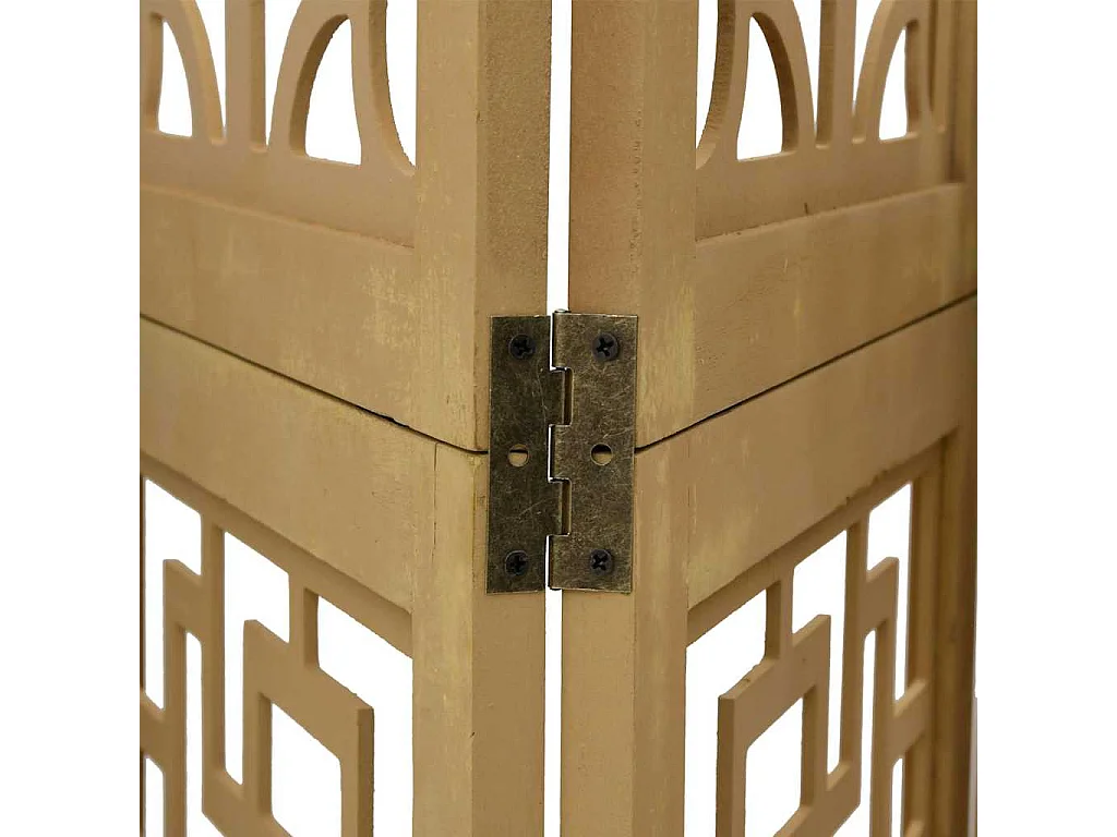 Tabique divisorio de 4 paneles en madera maciza de paulownia marrón