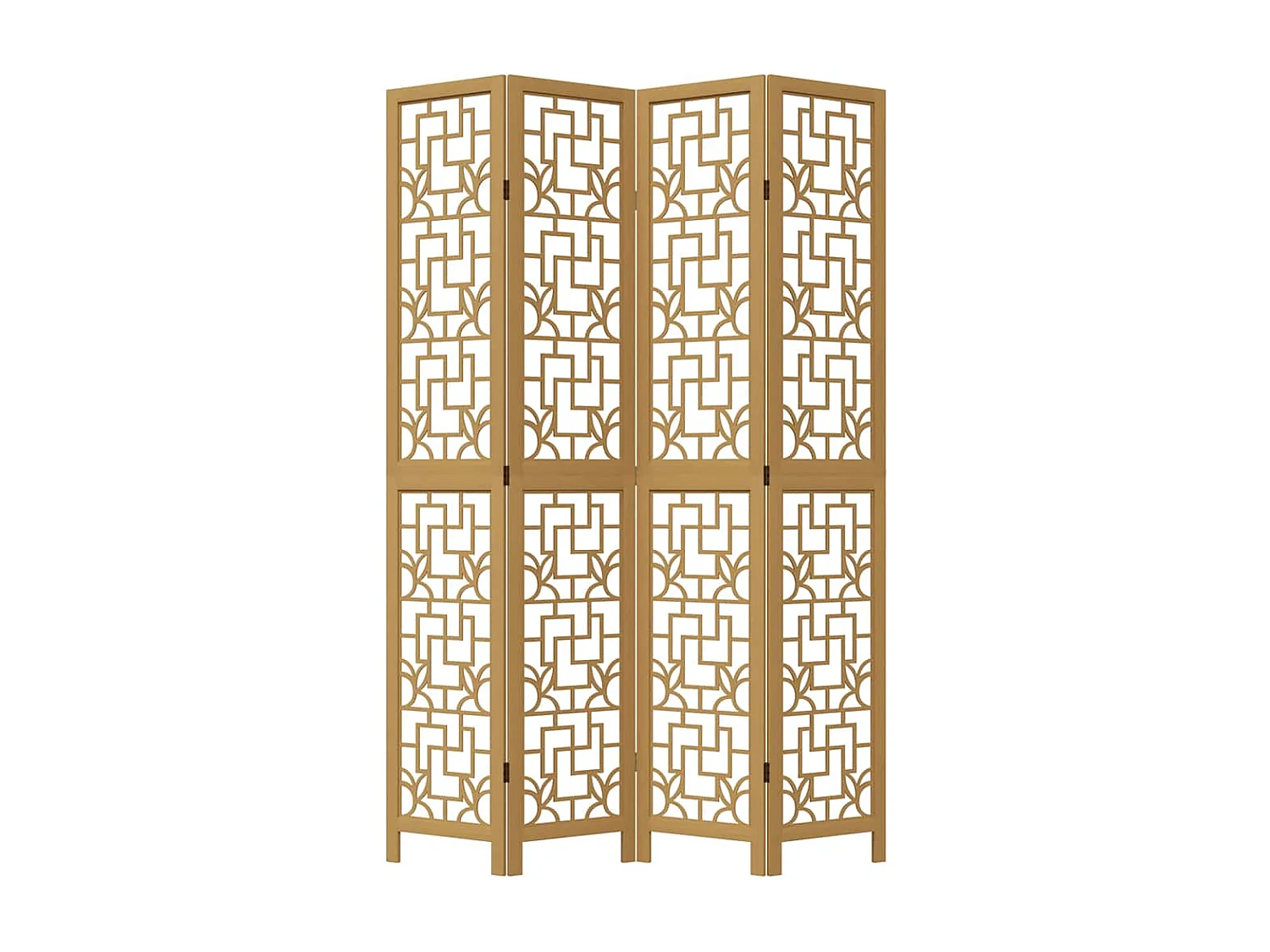 Parete divisoria a 4 pannelli in legno massello di paulonia marrone