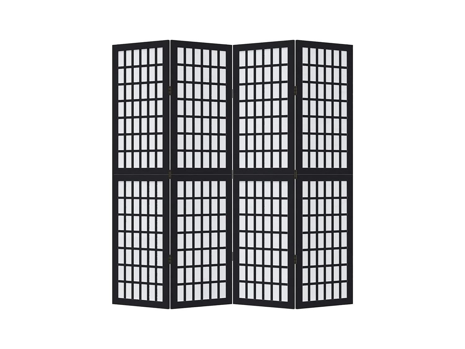 4-delige scheidingswand in zwart, massief paulowniahout