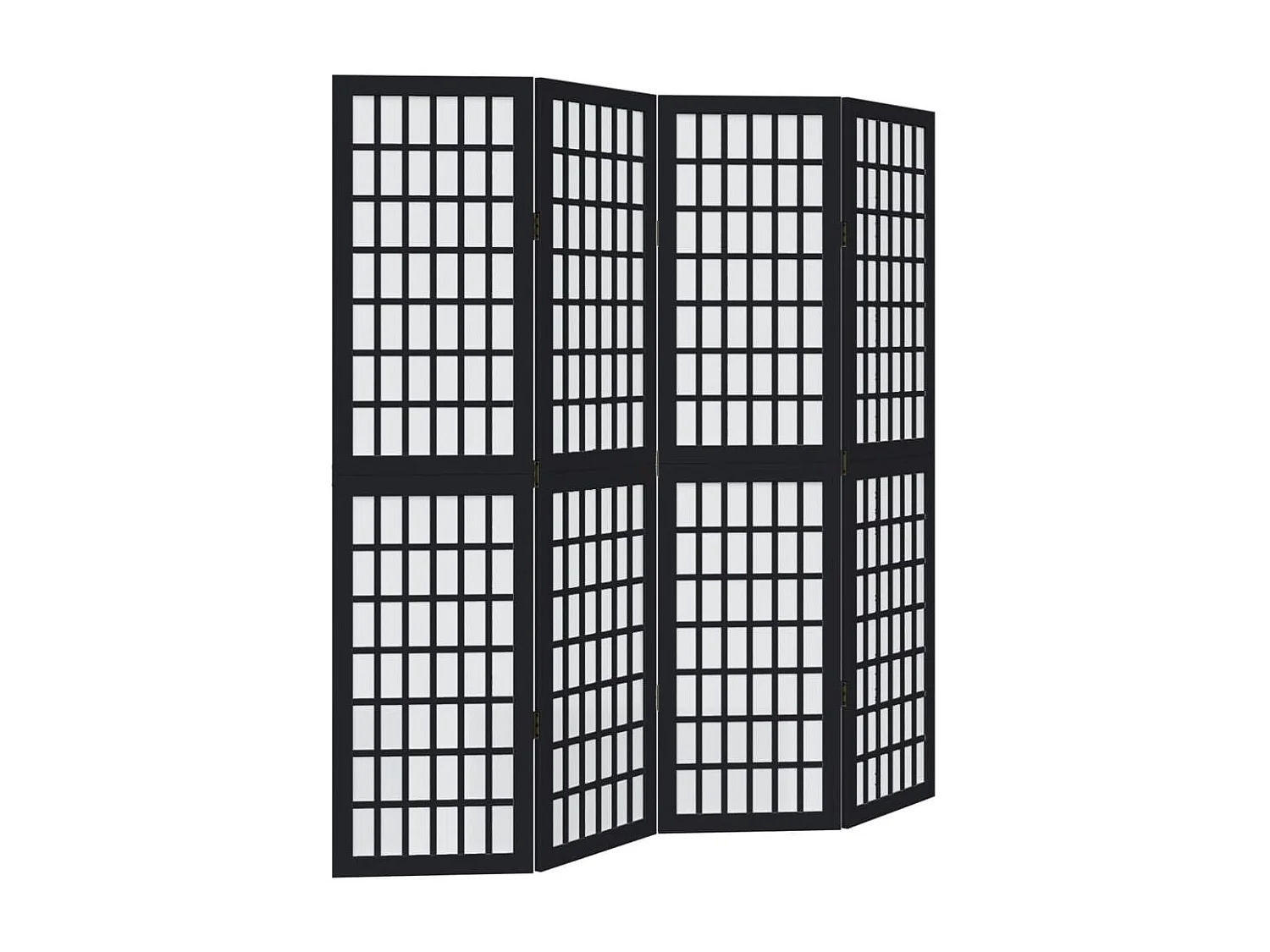 Parete divisoria a 4 pannelli in legno massello di paulonia nero