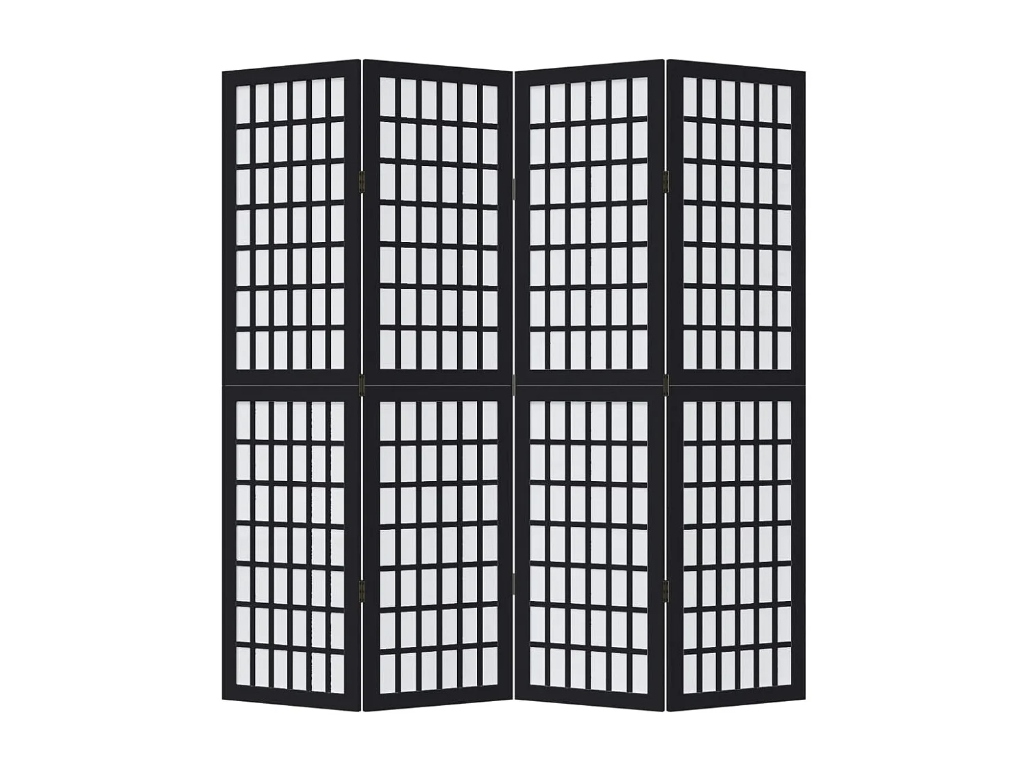 Parete divisoria a 4 pannelli in legno massello di paulonia nero