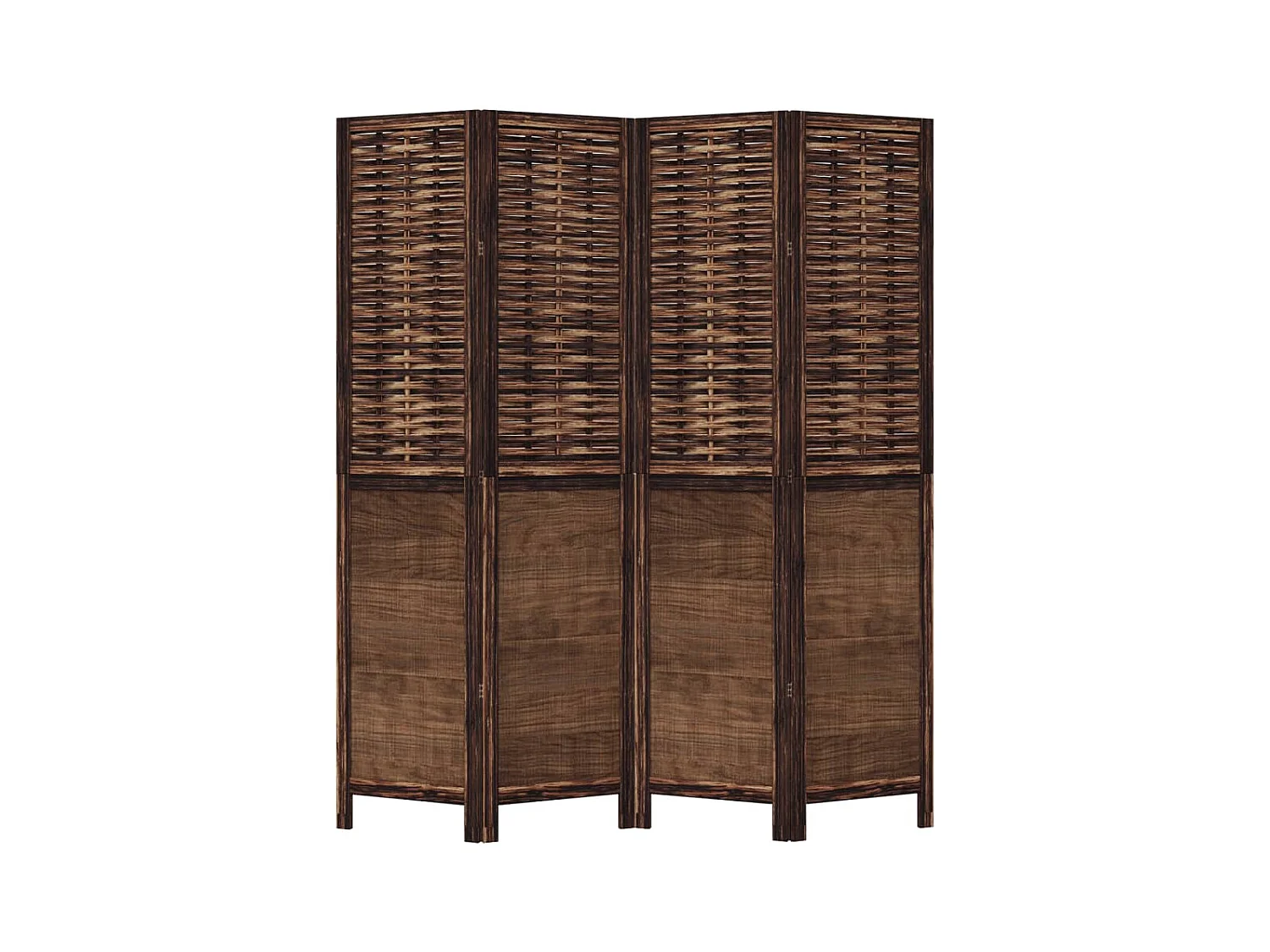 Tabique divisorio de 4 paneles de paulownia maciza en color marrón oscuro