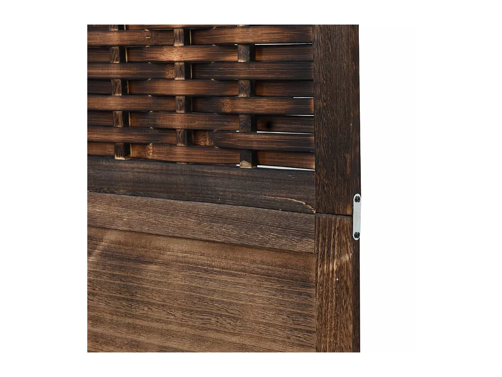 Tabique divisorio de 4 paneles de paulownia maciza en color marrón oscuro
