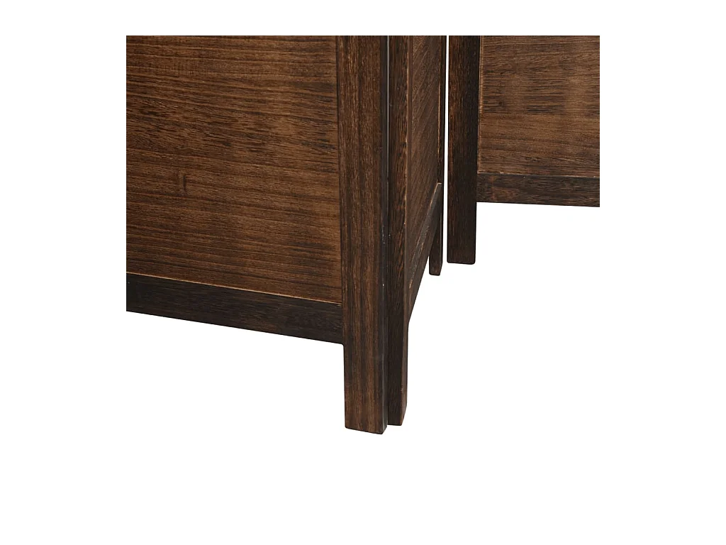 Tabique divisorio de 4 paneles de paulownia maciza en color marrón oscuro