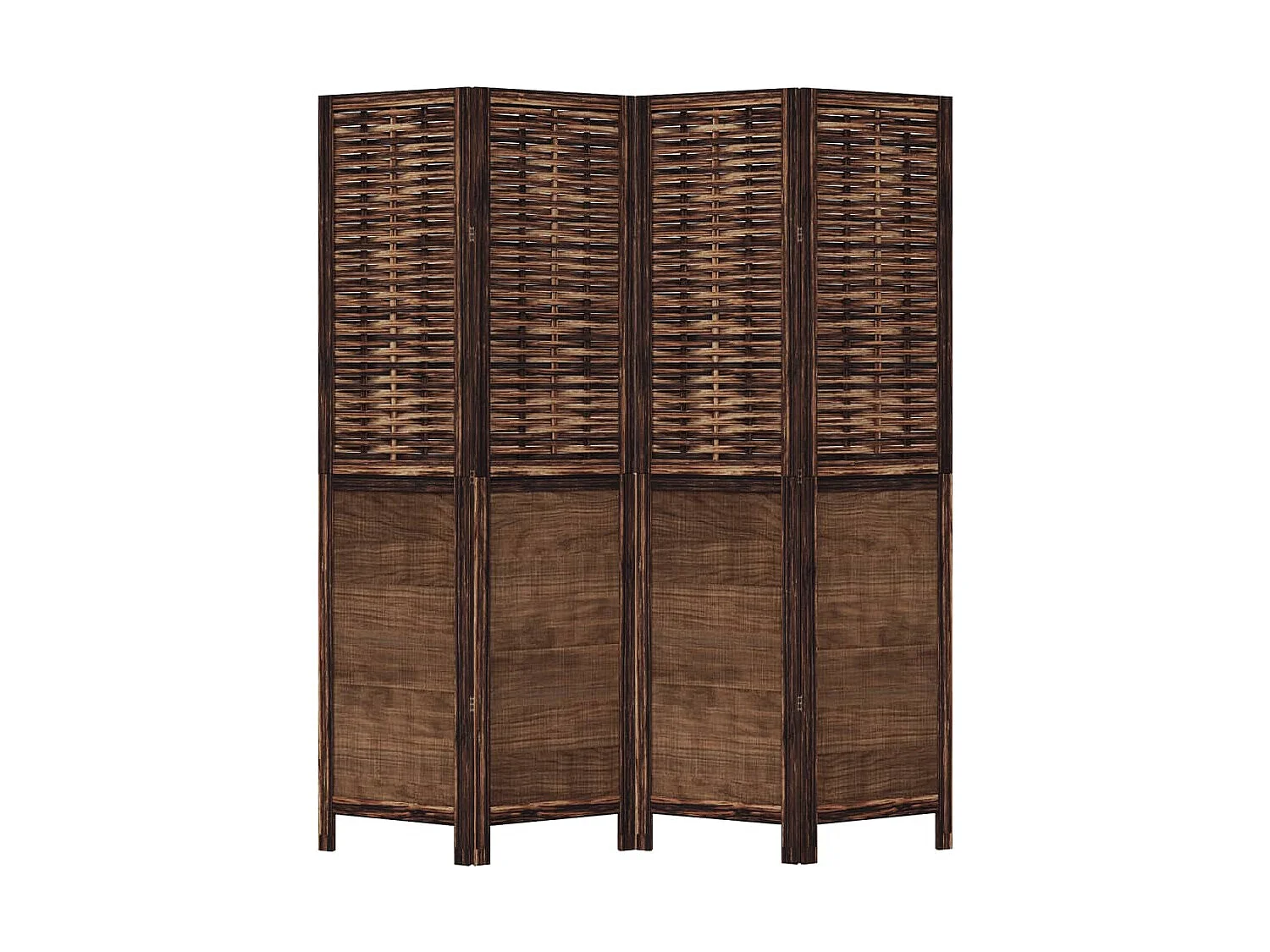 Parete divisoria marrone scuro a 4 pannelli realizzata in massello di paulonia