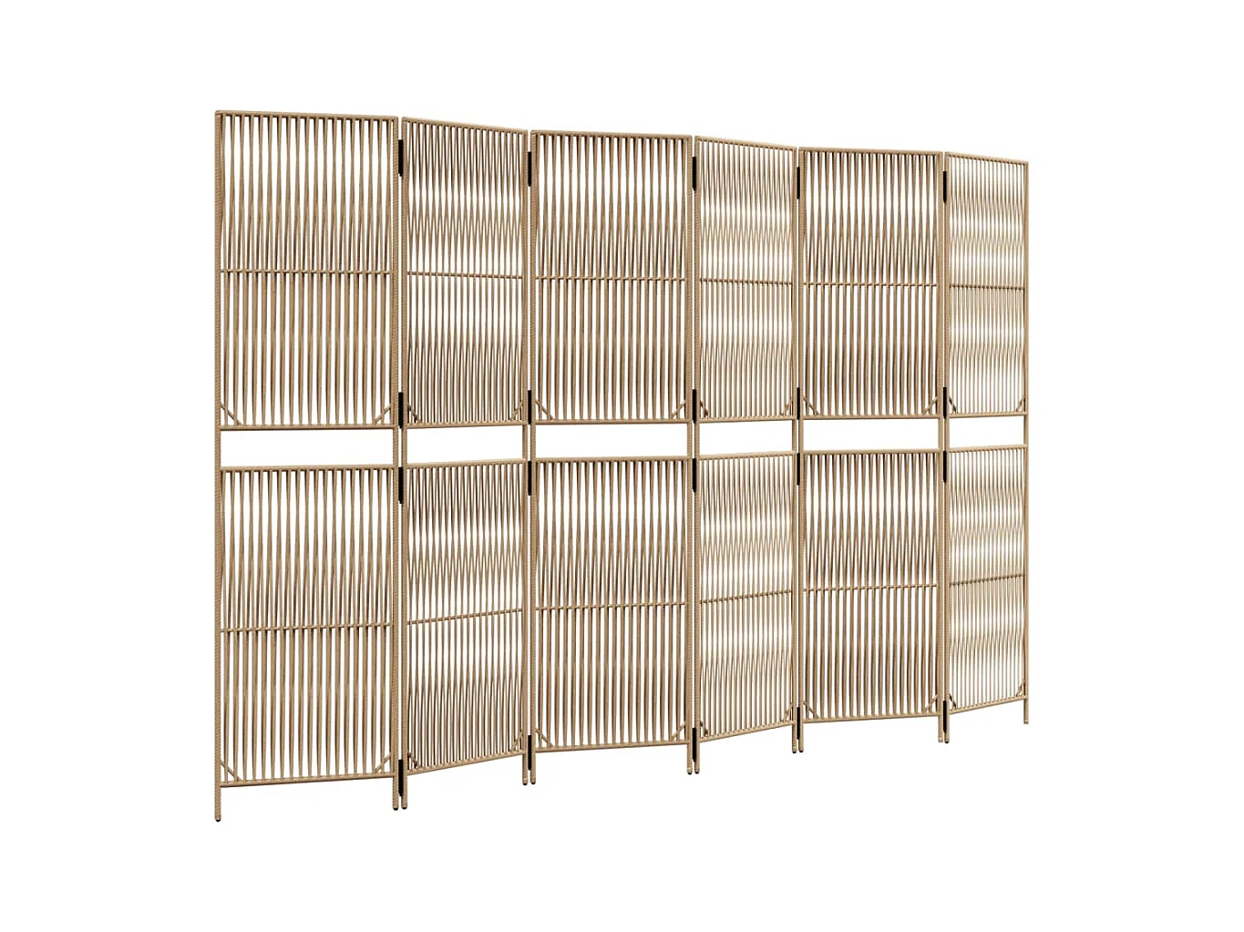 6-delige beige kunsthars rieten scheidingswand