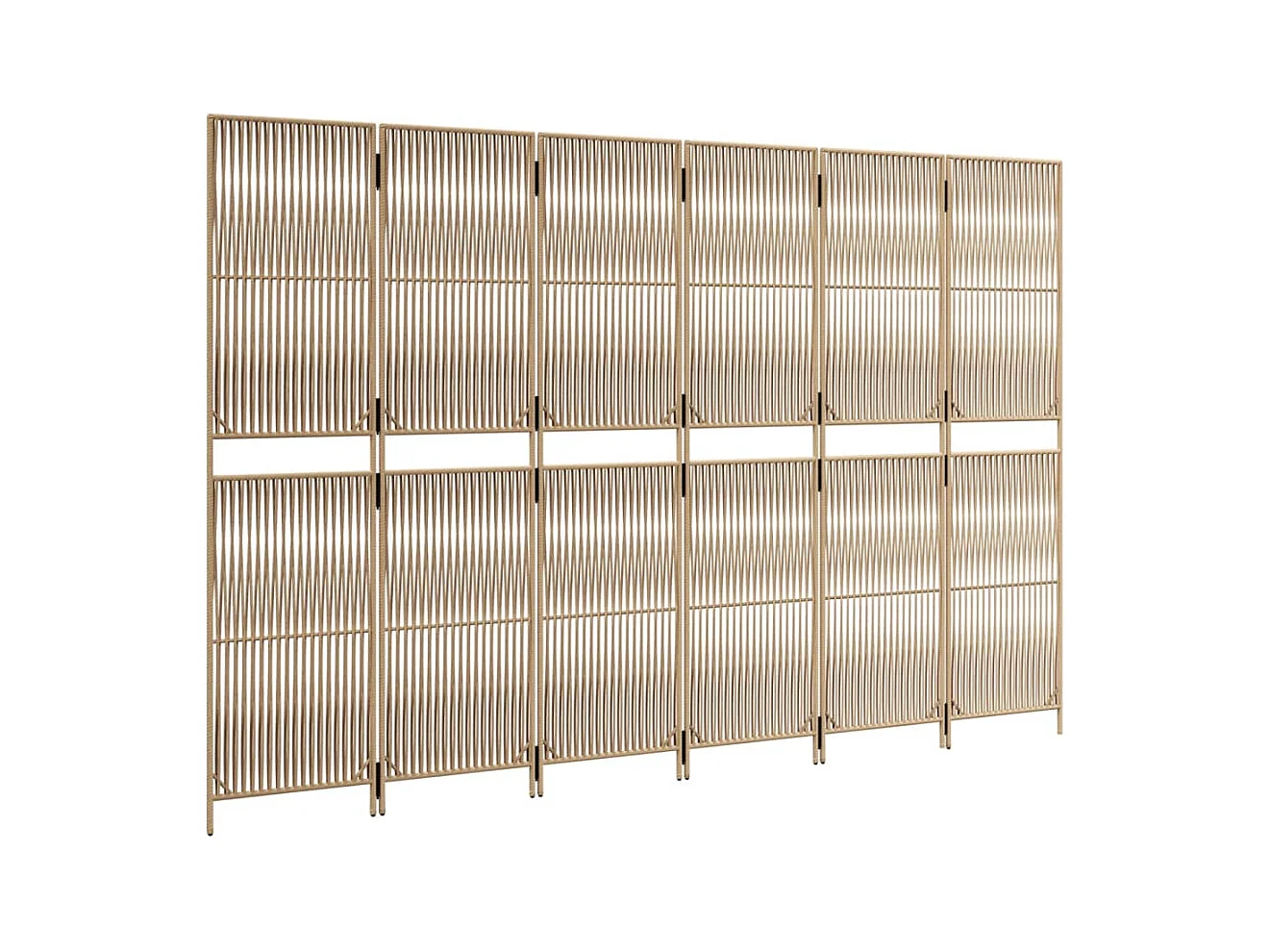 6-delige beige kunsthars rieten scheidingswand