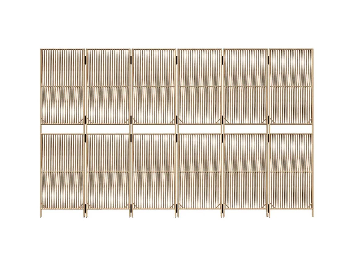 6-delige beige kunsthars rieten scheidingswand