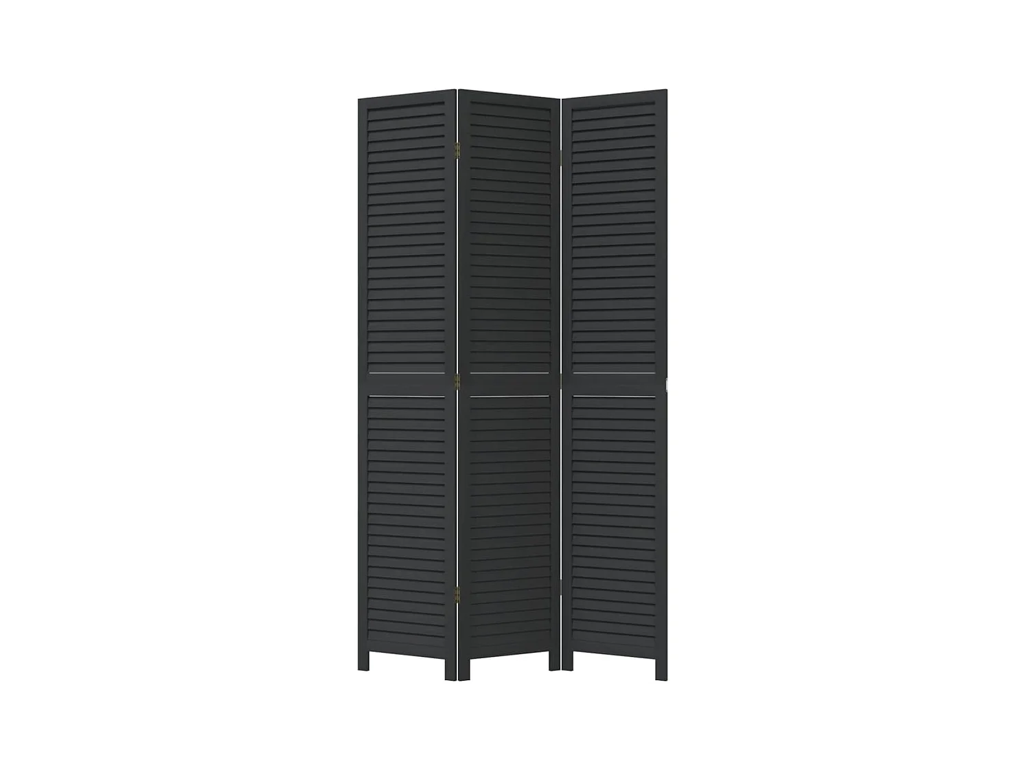 Cloison de séparation 3 panneaux noir bois de paulownia massif