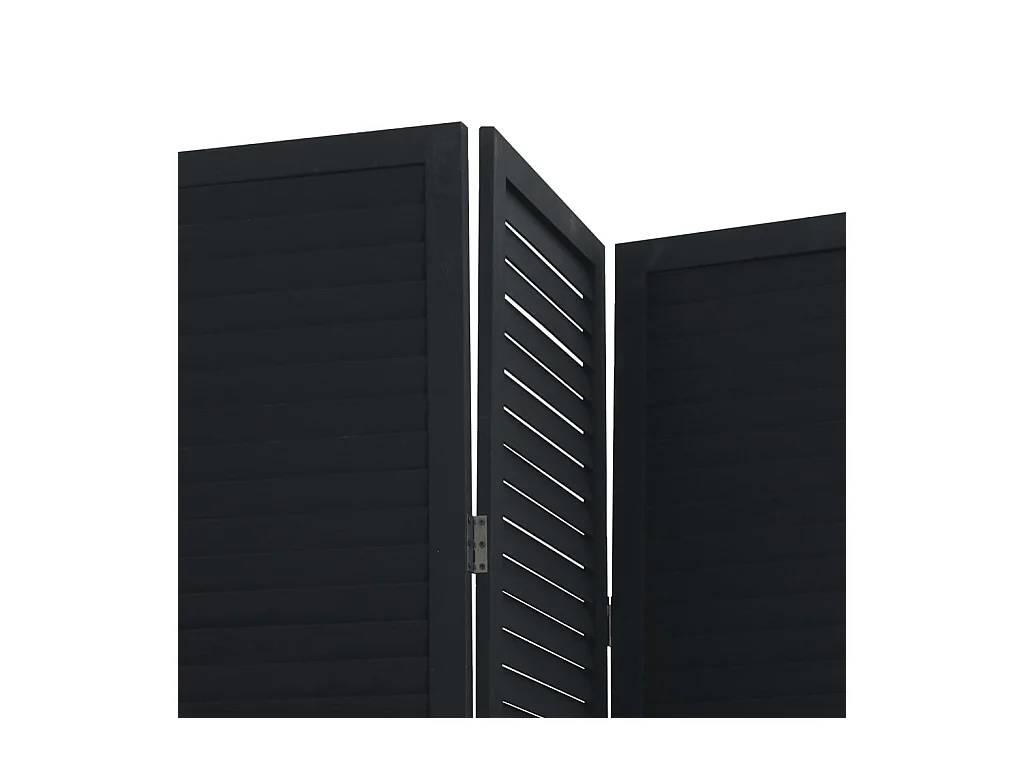 Cloison de séparation 3 panneaux noir bois de paulownia massif