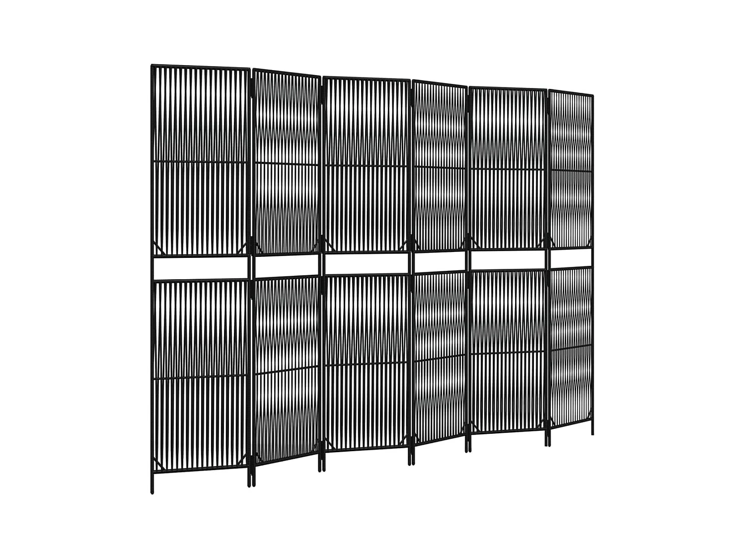 6-delige scheidingswand van zwart kunstharsriet