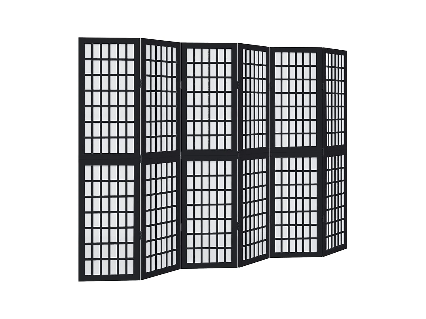Cloison de séparation 6 panneaux noir bois de paulownia massif