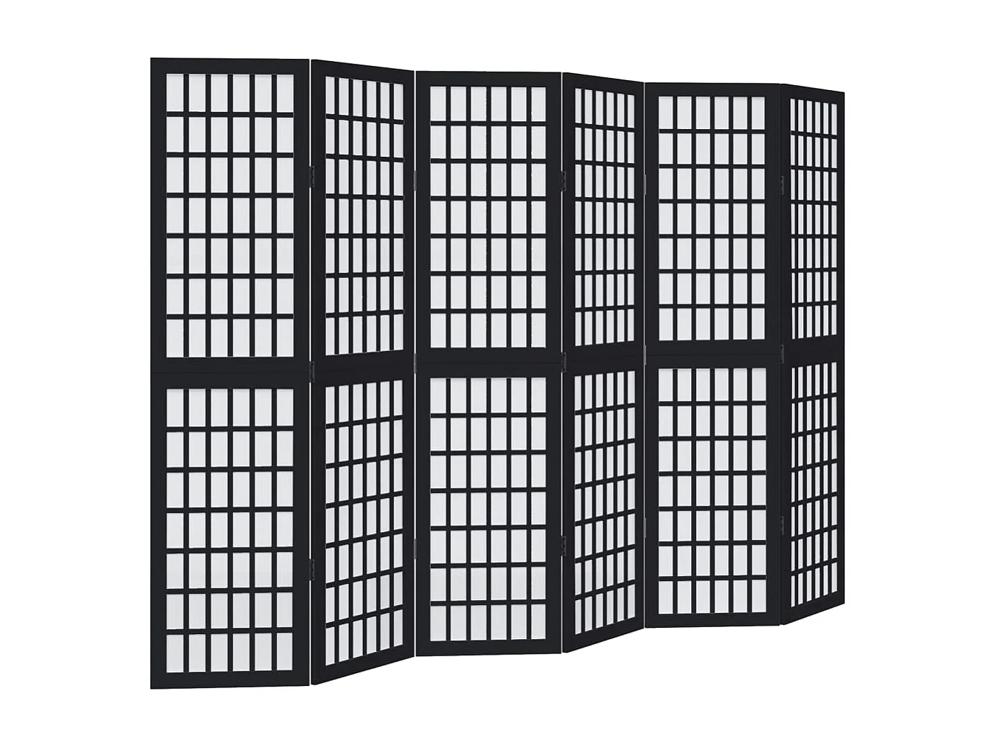 Cloison de séparation 6 panneaux noir bois de paulownia massif