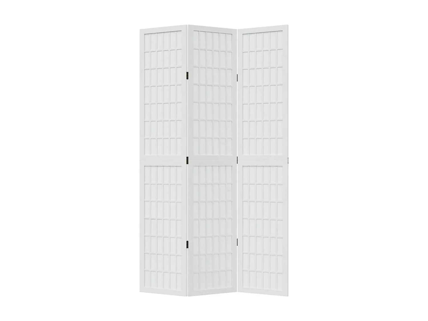 3-delige scheidingswand in wit, massief paulowniahout