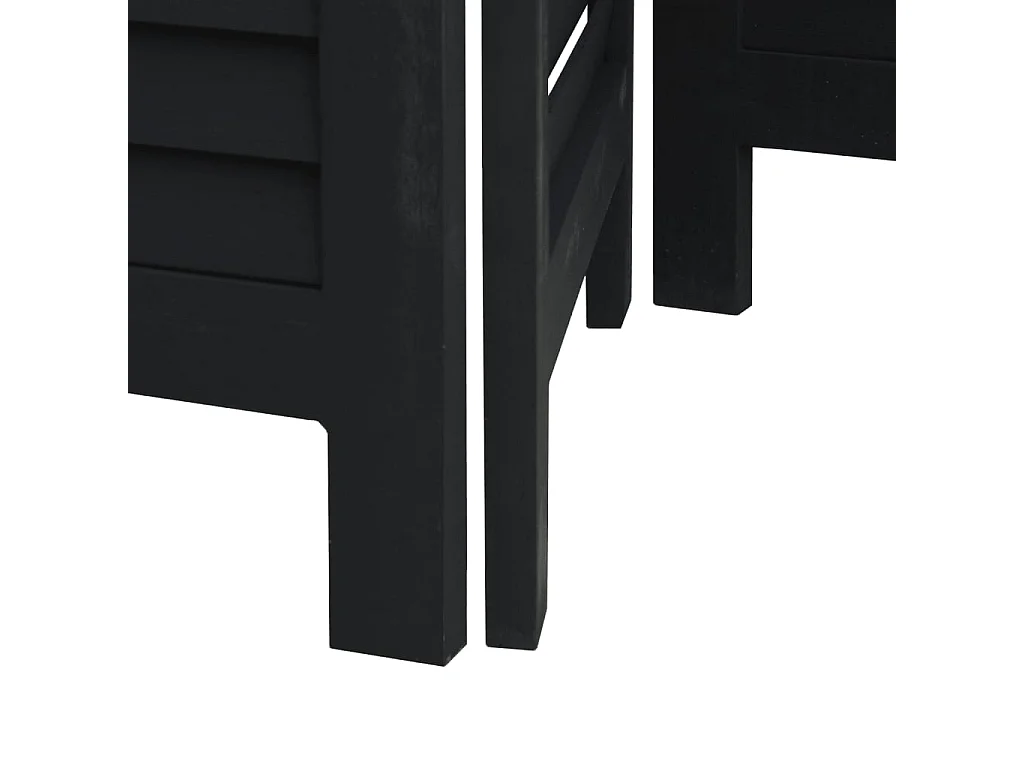 Cloison de séparation 5 panneaux noir bois de paulownia massif