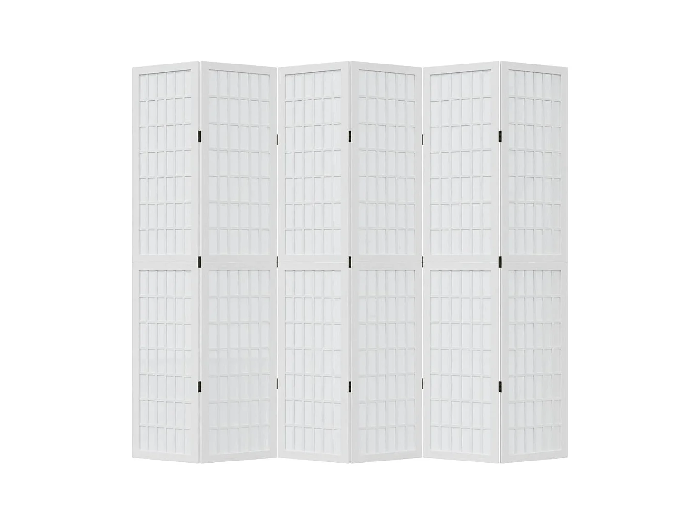 Cloison de séparation 6 panneaux blanc bois de paulownia massif