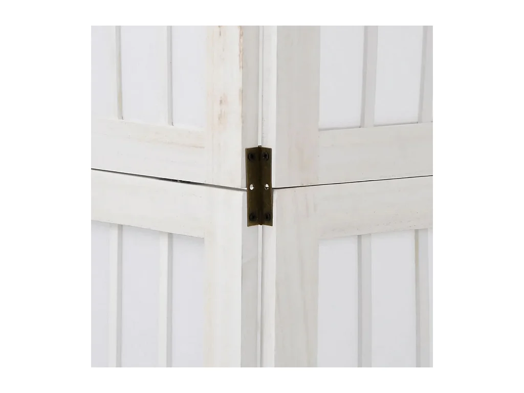 Cloison de séparation 6 panneaux blanc bois de paulownia massif