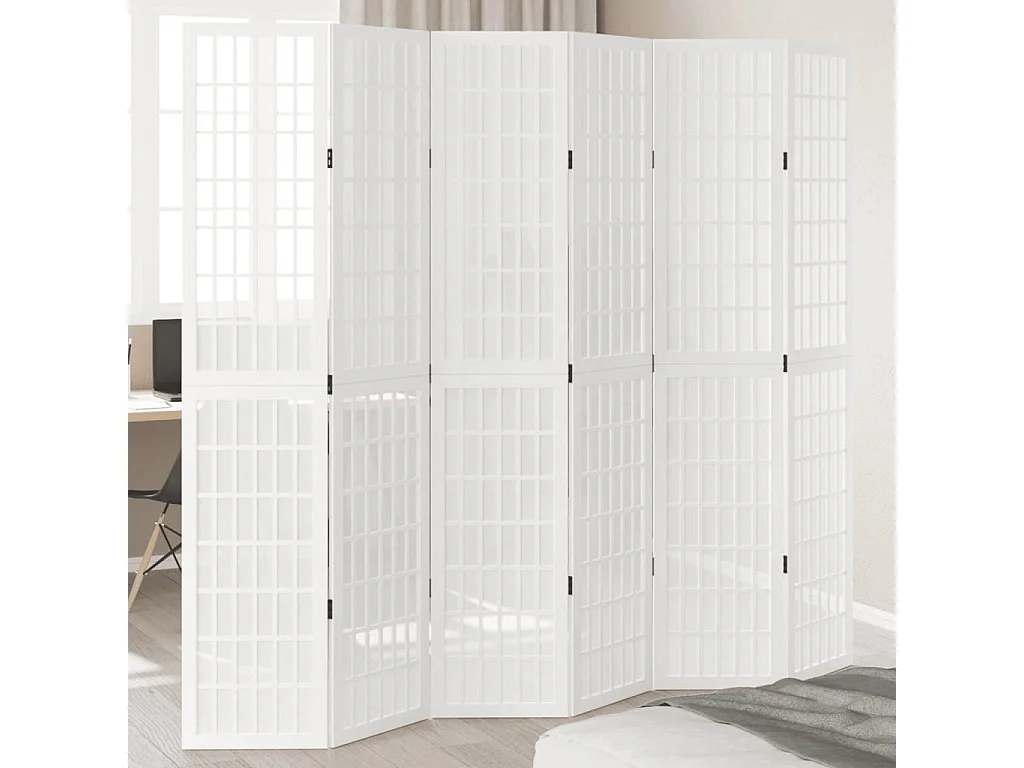 Tabique divisorio de 6 paneles en madera maciza de paulownia blanca